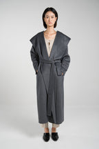 Large-Lapel Hooded Coat