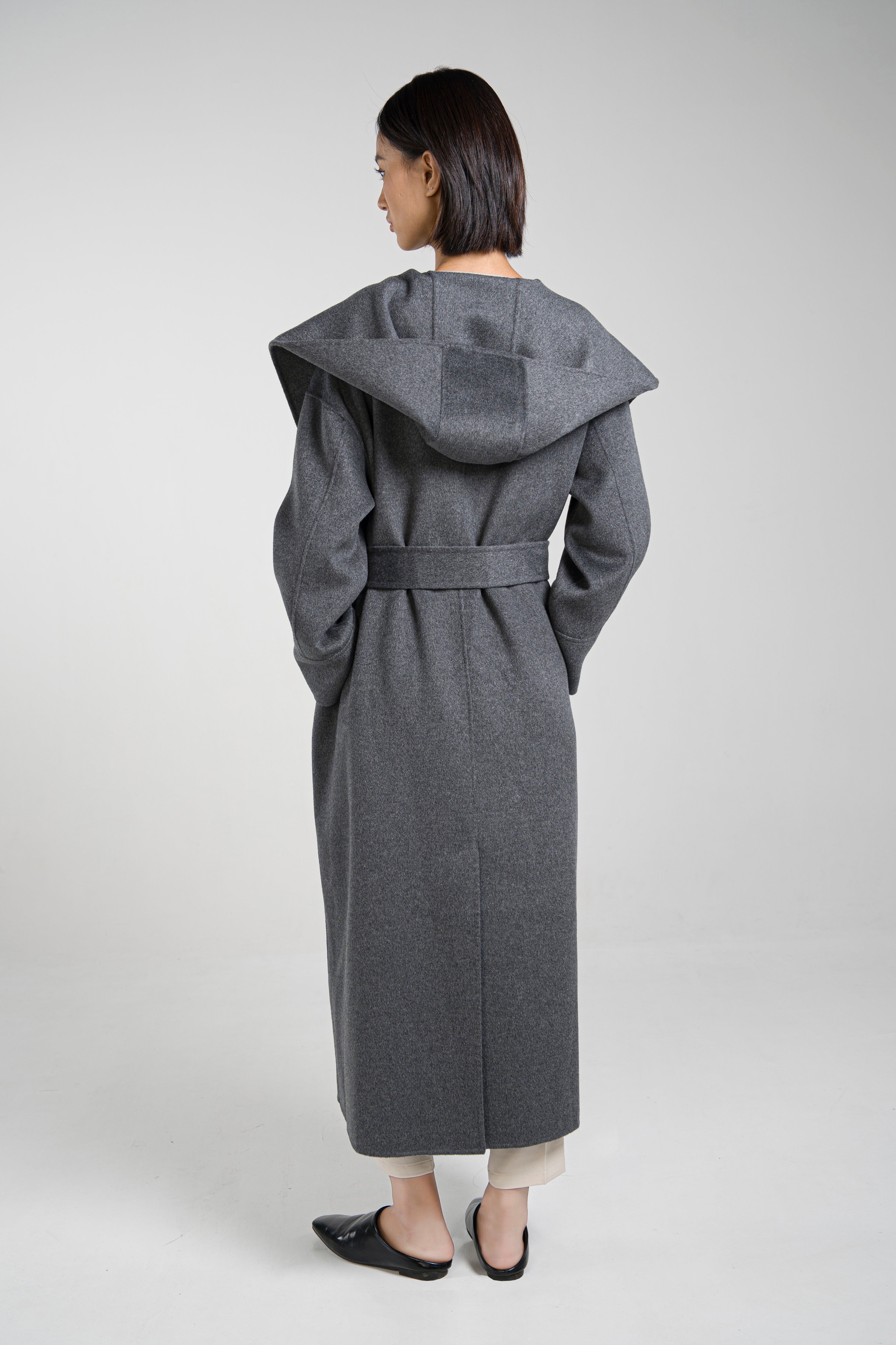 Large-Lapel Hooded Coat