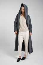 Large-Lapel Hooded Coat