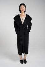 Large-Lapel Hooded Coat