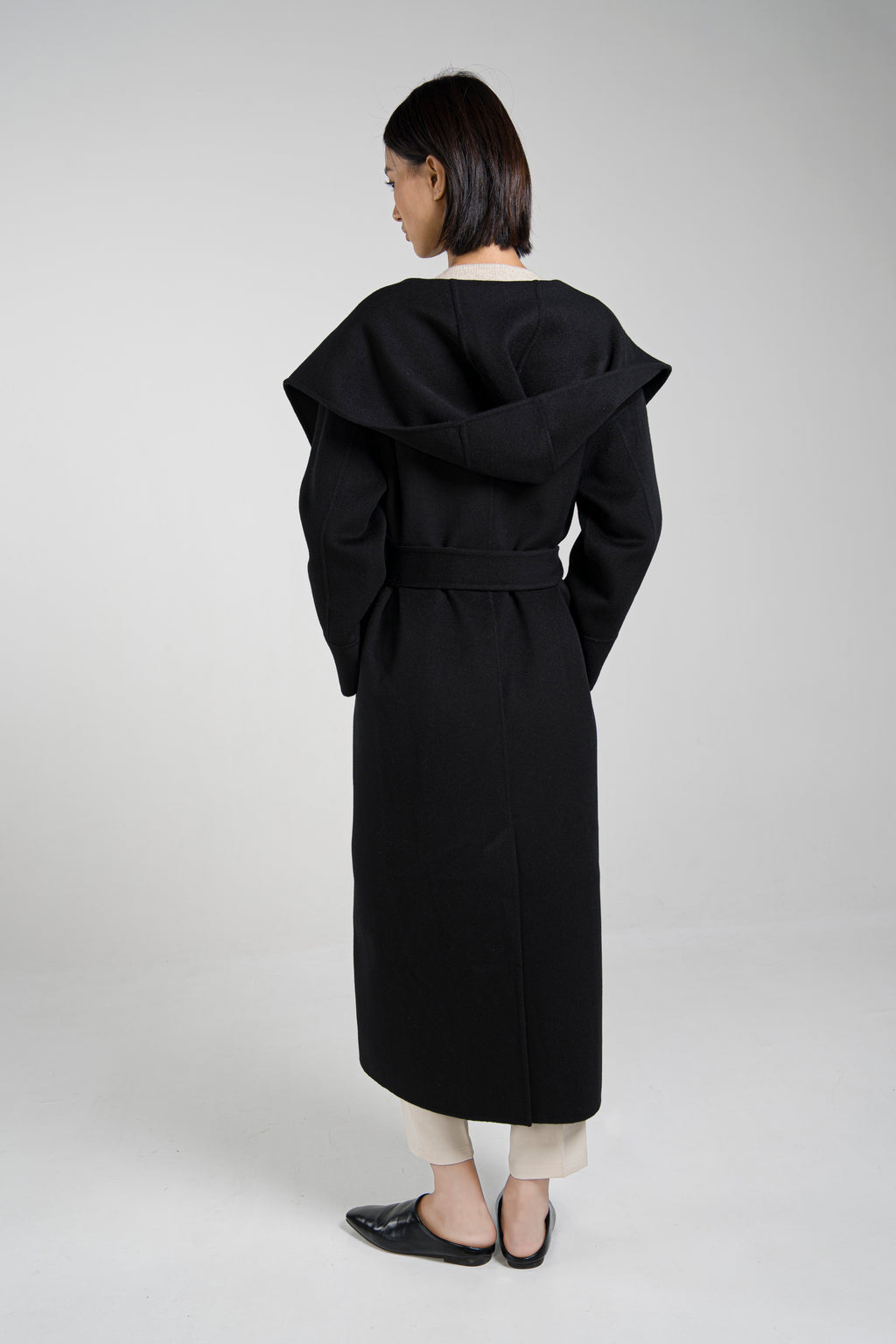 Large-Lapel Hooded Coat