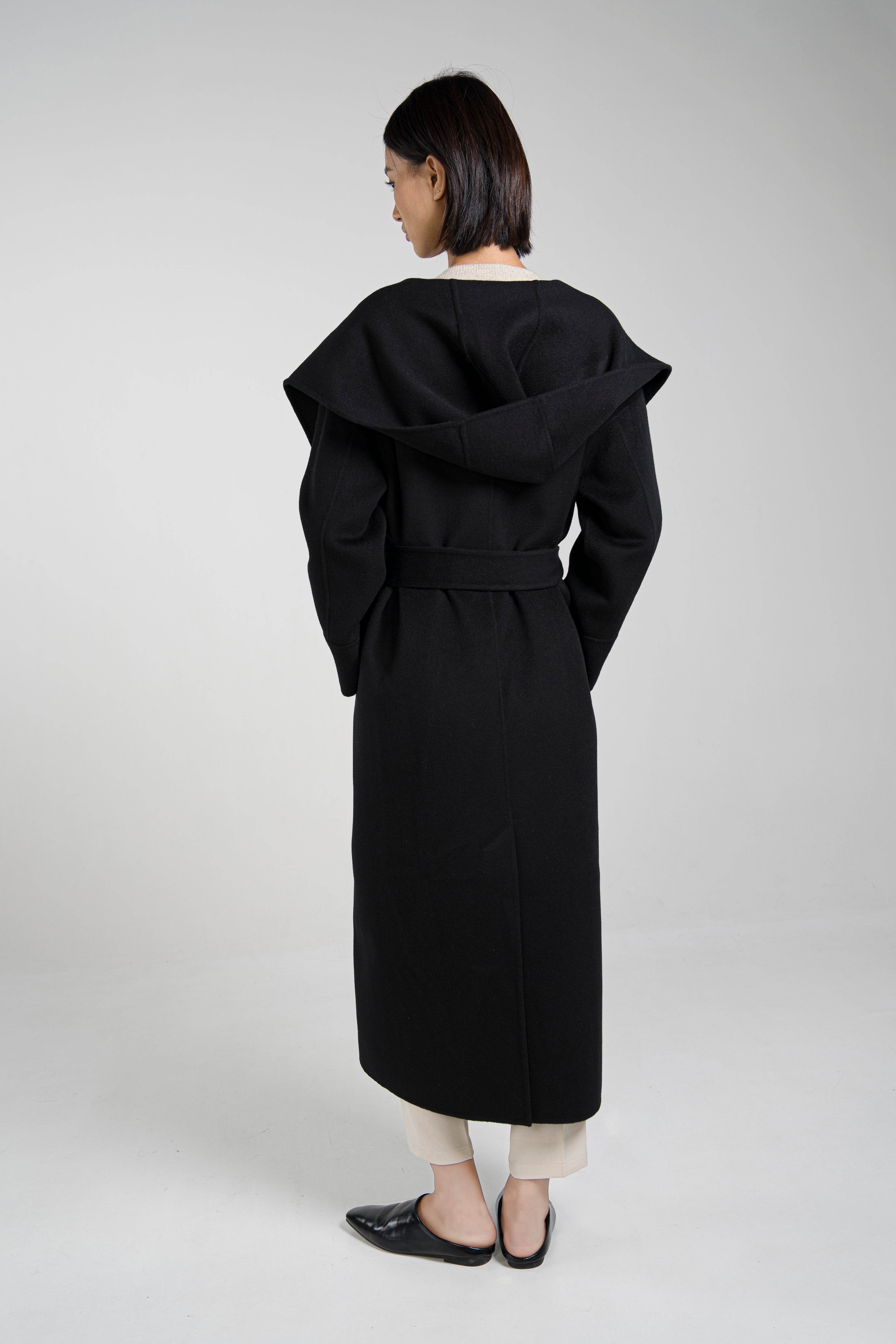 Large-Lapel Hooded Coat