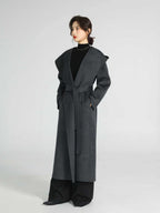 Large-Lapel Hooded Coat