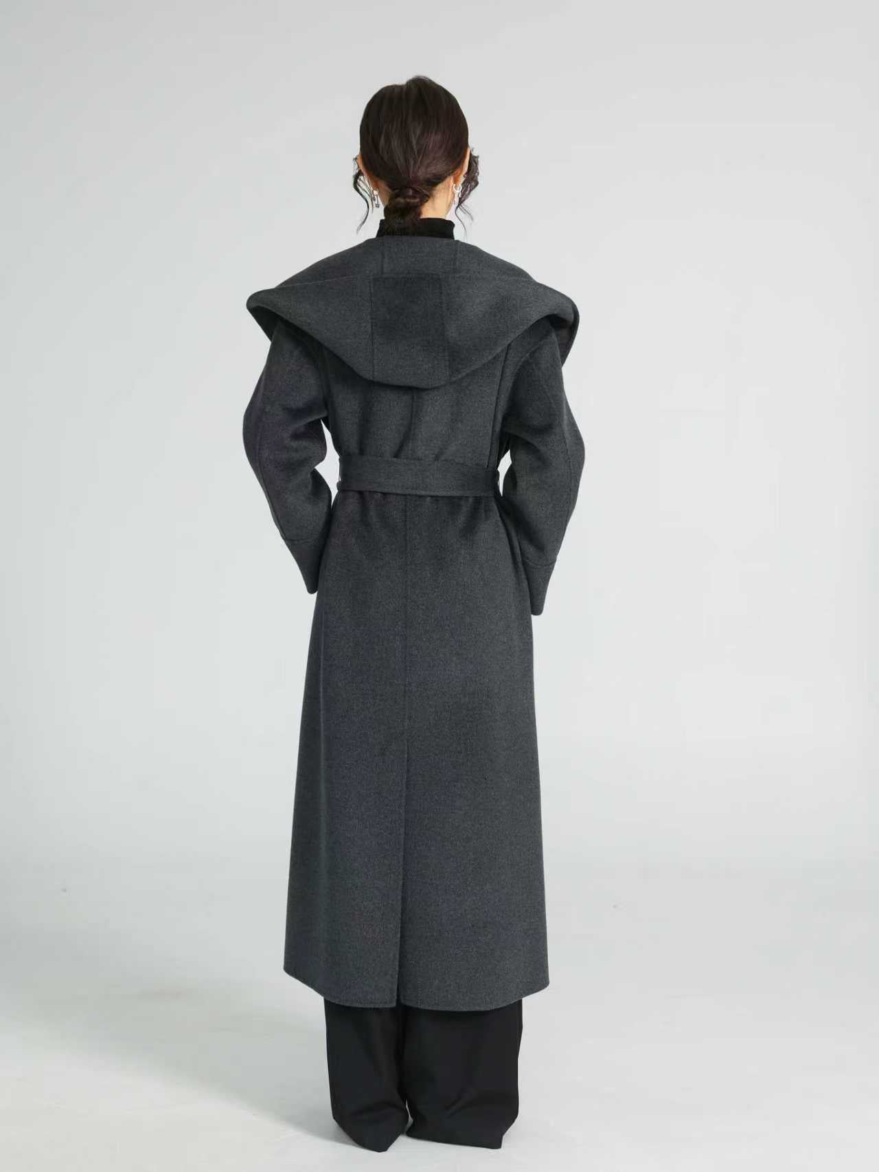 Large-Lapel Hooded Coat