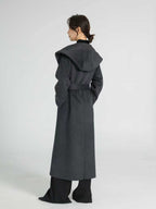 Large-Lapel Hooded Coat